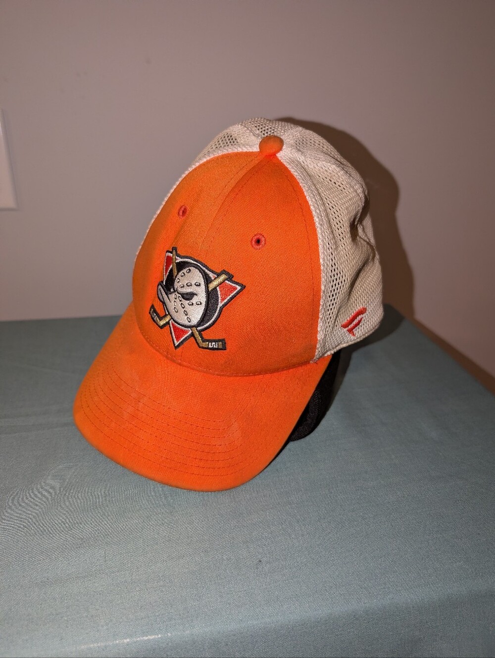 Anaheim Ducks NHL Hockey Orange and White Mesh Trucker Cap